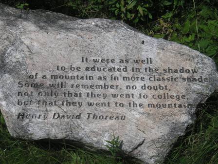Thoreau quote engraved on Greylock rock